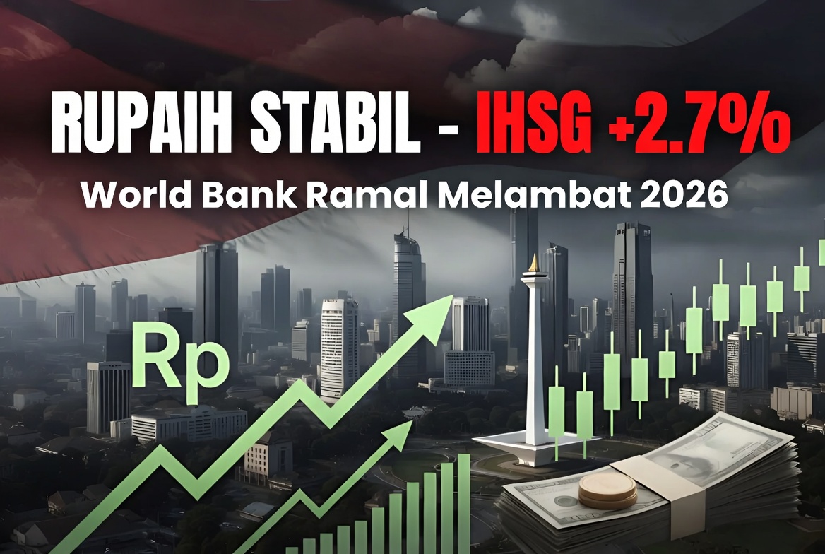 Rupiah Stabil, IHSG Lonjak 2,7% Hari Ini, Tapi World Bank Ramal Pertumbuhan Ekonomi RI Melambat ke 5% di 2026 – Ancaman Fiskal Mengintai?