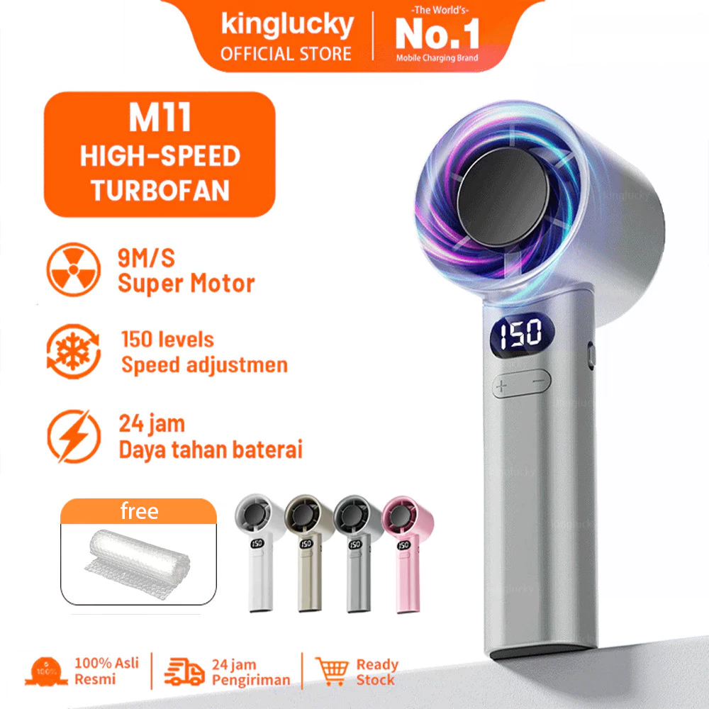KING LUCKY Kipas Angin Mini Portable High-speed Mini Kipas Tangan Wind Digital Display