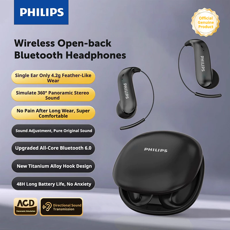 PHILIPS TAQ1040 Original Open-Ear Wireless Bluetooth Earphone Bluetooth 6.0 Low Delay Ultra-Comfort